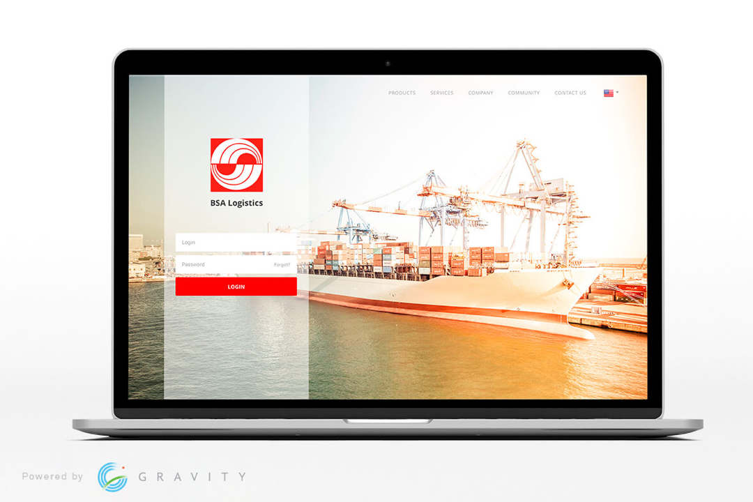 Gravity Supply Chain's Product's white-labelled (BSA Logitstics) login portal