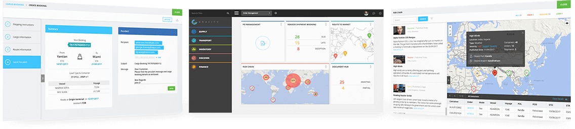 Gravity Supply Chain Visibility Software UI